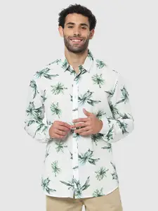 Celio Men White Classic Slim Fit Floral Printed Casual Shirt