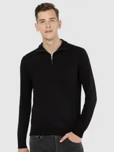 Celio Men Black Pullover with Zip Detail