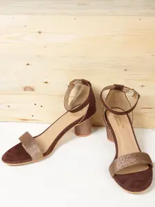 Monrow Women Brown Embellished Block heels