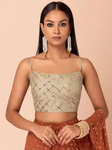 INDYA Women Beige Embellished Crop Top