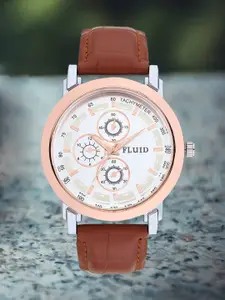 FLUID Men Round Dial & Leather Straps Analogue Watch FL-020-SL02