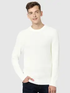 Celio Men Off-White Cable Knit Pullover