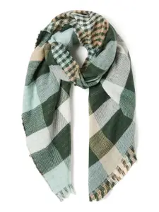 Forever New Women White & Green Checked Scarf