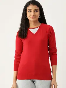 Madame Women Red Solid Sweater