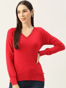 Madame Women Red Solid Pullover