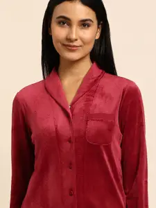 Triumph Women Solid Velvet Lounge Shirt