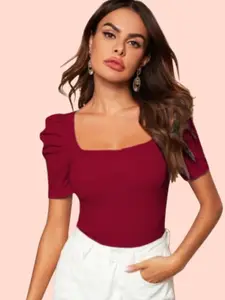 Dream Beauty Fashion Women Puff Sleeves Fitted Top