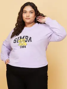 max Plus-Size Women Purple Printed Pure Cotton Sweatshirt