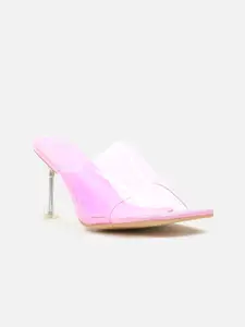 Carlton London Pink Stiletto Heels with Transparent Upper Strap