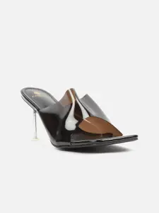 Carlton London Black Stiletto Heels with Transparent Upper Strap