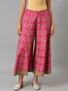 W Women Berry Pink Floral Printed Maxi Skirts