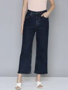 Flying Machine Women Dark Blue Straight Fit High-Rise Stretchable Cropped Jeans