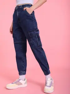 Flying Machine Women Blue Jogger High-Rise Light Fade Cuffed Hem Stretchable Jeans