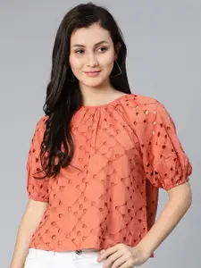 Oxolloxo Women Pure cotton Rust Top