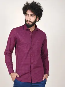 Tistabene Men Red Comfort Micro Checked Casual Shirt
