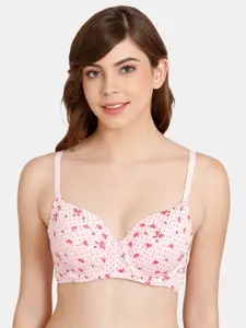 Rosaline by Zivame Pink Floral Underwired Lightly Padded Bra