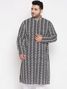 VASTRAMAY Men Plus Size Chikankari Embroidered Pure Cotton Kurta