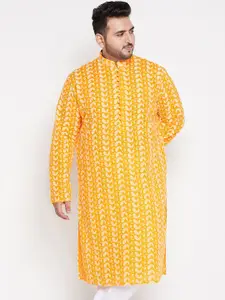 VASTRAMAY Men Chikankari Embroidered Pure Cotton Plus Size Kurta