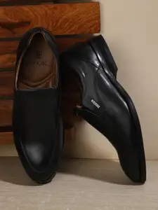 EZOK Men Black Solid Formal Slip-On Shoes