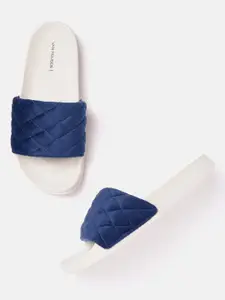 Van Heusen Woman Quilted Open Toe Flats with Velvet Finish
