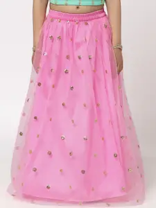 studio rasa Girls Pink Embroidered Flared Maxi Skirts
