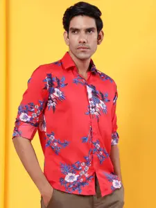 Tistabene Men Red Comfort Floral Printed Casual Shirt