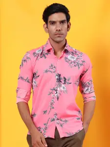 Tistabene Men Pink Regular Fit Comfort Floral Printed Casual Shirt