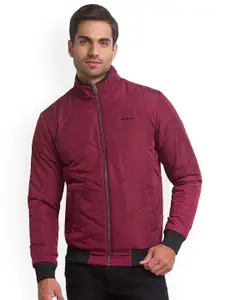 Being Human Men Red Striped Longline Padded Jacket