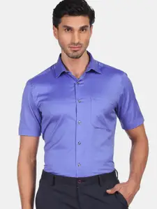 Arrow Men Blue Solid Regular Fit Cotton Casual Shirt