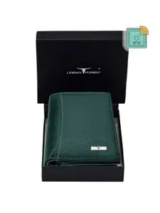 URBAN FOREST Men Green Leather Two Fold Wallet