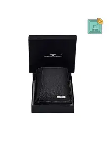 URBAN FOREST Men Black Leather Two Fold Wallet