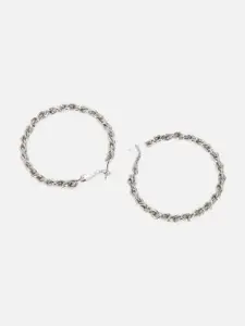 FOREVER 21 Silver Plated Contemporary Hoop Earrings