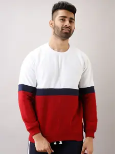 FERANOID Men Red Colourblocked Sweatshirt
