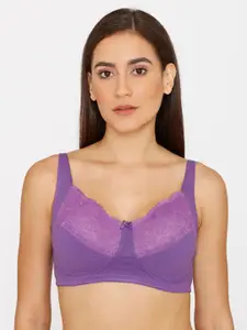 Zivame Purple Floral Non Padded & Non Wired Bra