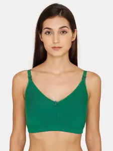Zivame Green Non Padded & Non Wired Solid Maternity Bra