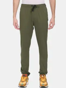 Arrow Men Green Solid Pure Cotton Straight Fit Track Pants