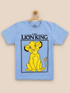 Kids Ville Boys Blue & Yellow Typography Lion King Printed T-shirt