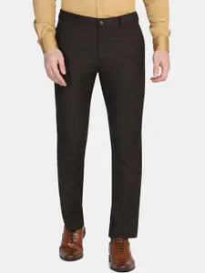 Blackberrys Men Brown Striped Slim Fit Trousers