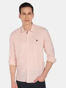 AD By Arvind Men Pink Slim Fit Pure Cotton Casual Shirt