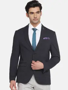Blackberrys Men Formal Black Striped TechPro Blazer