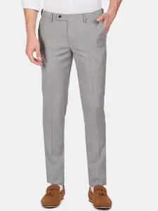 Arrow Men Grey  Slim Fit Formal Trousers