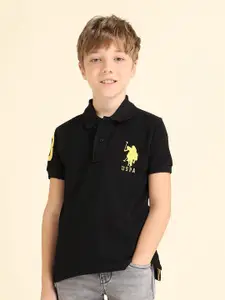 U.S. Polo Assn. U S Polo Assn Boys Black Polo Collar T-shirt