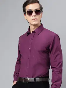 Hancock Men Purple Slim Fit Solid Formal Shirt
