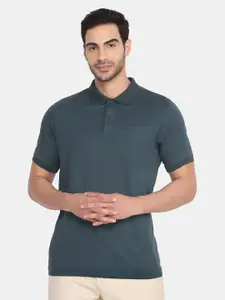 Blackberrys Men Green Polo Collar Slim Fit T-shirt