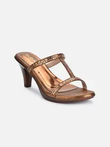 VALIOSAA Women Copper-Toned Embellished Kitten Heels