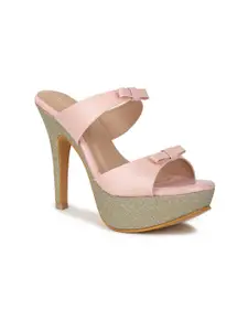 VALIOSAA Women Pink Platform Sandals with Bows