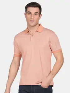 Arrow Men Pink Polo Collar Pure Cotton T-shirt