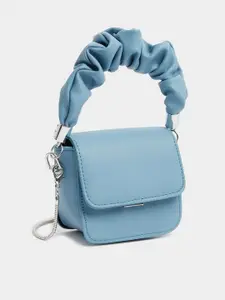 Styli Women Blue Gathered Top Handle Flap Mini Handbag