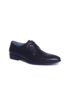 Zoom Shoes Men Black Textured Leather Formal Derbys