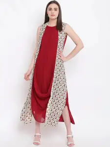 Be Indi Red Georgette Maxi Midi Dress